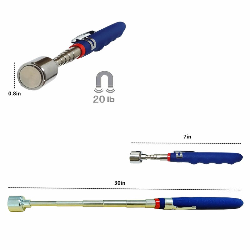 Ailenyun 20 lb.Telescopic magnetic pickup. From 7 to 31 inches / 185-760mm. For difficult to reach home sink drains, car keys, bolts, nuts and screws, etc. - Image 2